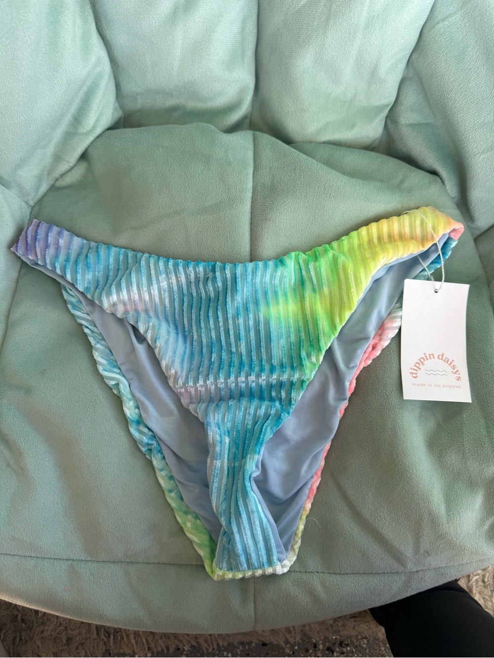 Dippin Daisys Size M nocturnal Velour Ribbed Bikini bottom Beach Resort rainbow